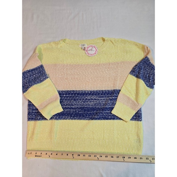 UMGEE USA Striped Knit Sweater Long Sleeve OversizedTop Womens Size S Yellow New - Picture 8 of 8